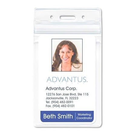 Advantus Advantus  Resealable ID Badge Holder, Vertical, 2-5/8" x 3-3/4", Clear, 50/Pack 75524